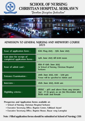 ADMISSION TO GENERAL NURSING AND MIDWIFERY COURSE 2025